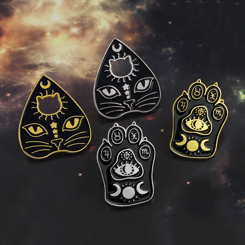 Готический колдовский кот брошь в виде лапки черная волшебная колдунья лапа эмалированная булавка для ног Луна Звезда Пальто нагрудные значки подарки для детей brosa