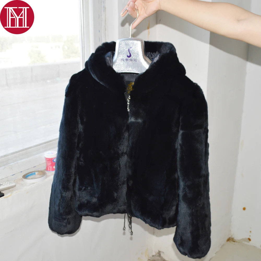 

2019 New Women Winter Warm Soft Quality Real Rex Rabbit Fur Coat Rex Rabbit Fur Short Jacket Real Rex Rabbit Fur Hooded Overcoat