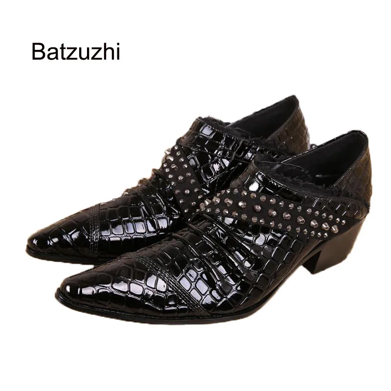 

Batzuzhi Italian Style leather Shoes 6.5cm High Heel Shoes ManMan Dress Shoes Leather Wedding and Party Shoes Men, Size US6-12