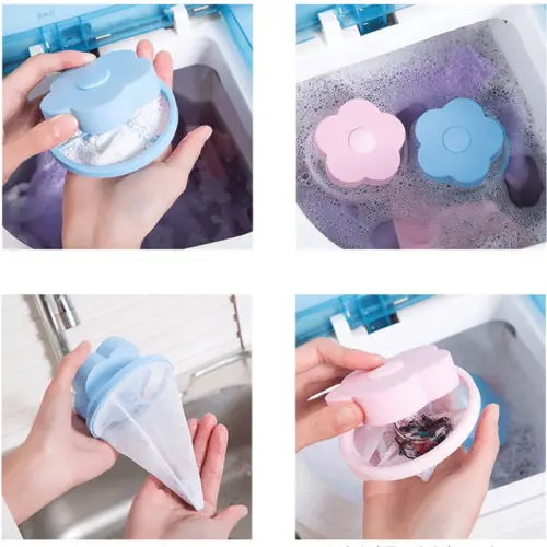Filter Bag For Washing Machine 1Pcs Flower Wash Machine Ball Hair Lint Fluff Grabbing Remover Reusable Hair Removal Laundry Ball