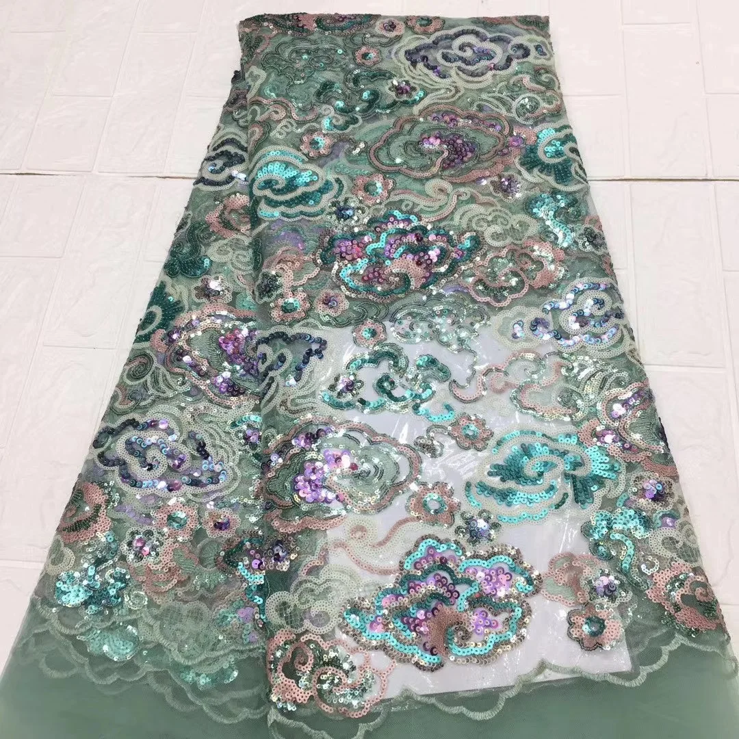 

Sequined French Tulle Lace Fabric 2021 High Quality African Lace Fabric Latest Evening Lace Fabric D4405