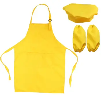 

Chef’S Hat Apron And Cooking Sleeve For Kids Kitchen Gift Playset With For Cooking Baking Painting Decorating Party (Yellow) A35