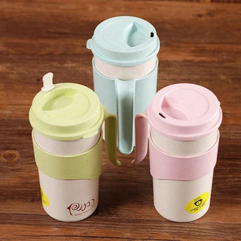 

Hot Sale Creative Rice Husk Fiber Coffee Milk Mugs With Lid Home Office Outdoor Travel Tea Water Cups Natural Color Mugs