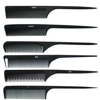 

1Pc New Professional Black Hard Carbon Cutting Comb Heat Resistant Salon Hair Trimmer Brushes Metal Pin Tail Antistatic Comb