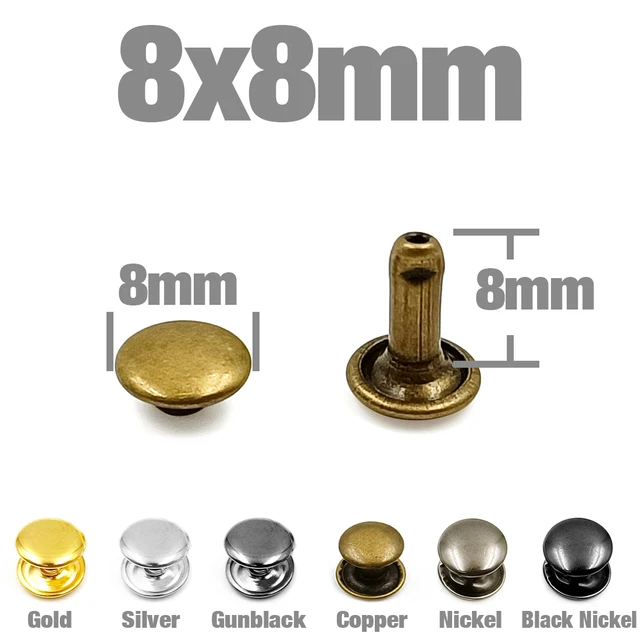 100Sets 5-12mm Metal Double Cap Rivets Stud Round Nail Spike For Leathercraft Repair Shoes Bag Belt Clothing Garment Accessories 8x8mm