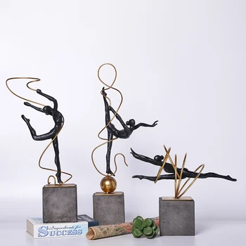 

Modern Creative Rhythmic Gymnastics Ribbon Ribbon Sport Figure Statue Home Crafts Room Decor Objects Office Resin Sculpture Gift