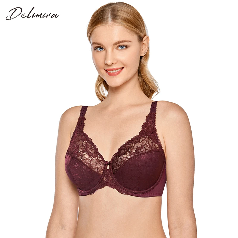 Underwire Bra Full Coverage Plus Size Minimizer Padded Comfortable Lace Figure