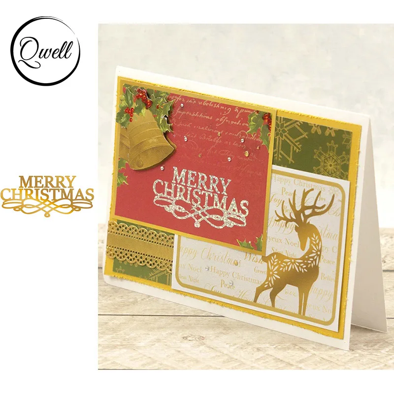 QWELL Word Merry Christmas металлическая фольга для скрапбукинга и детской рукоделия