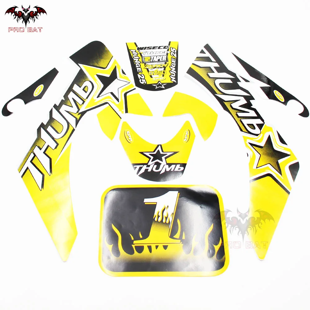 Желтые наклейки CRF50 XR50 CRF XR 50 50CC 70CC 90CC 110CC 125CC для велосипеда грязи PIT BIKE PRO BAT NEW|stickers