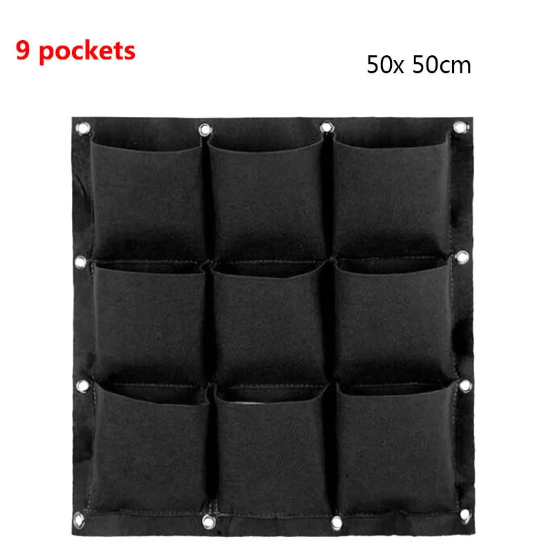 9 Pockets Wall Hanging Planting Bags Vertical Garden Planter Non-woven Fabrics Pockets Grow Bags Flowerpot Balcony Decoration