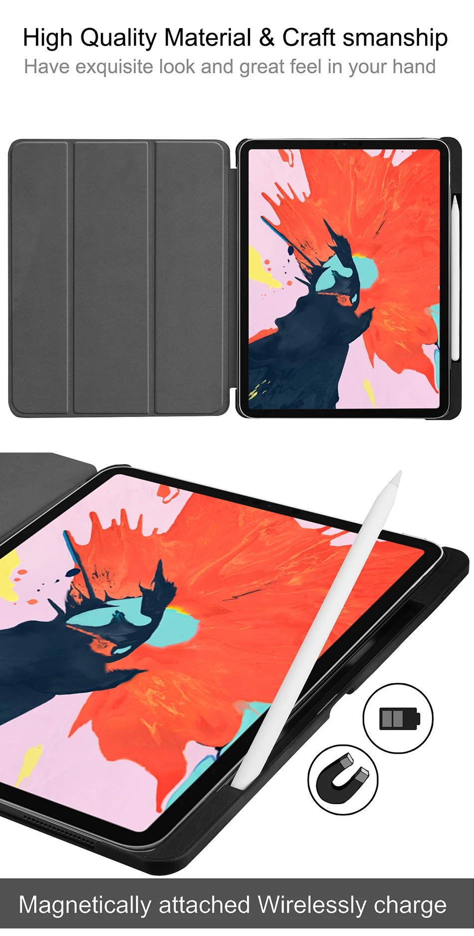 МТТ Пейсли печати Smart Case для iPad Pro 12,9 дюйма 2018 версия с карандаш держатель тонкий из искусственной кожи раза откидная крышка устойчивый