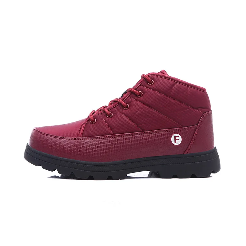 MARSON/зимние ботинки для пар теплые короткие ботинки мужская обувь на толстой подошве женская уличная обувь без шнуровки, большие размеры - Цвет: red