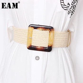 

[EAM] Retro Square Buckle Wide Adjustable Simple Belt Personality Women New Fashion Tide All-match Spring Autumn 2020 JZ159