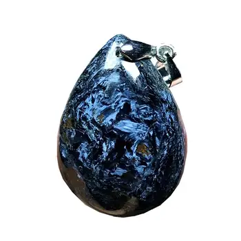 

Top Natural Blue Pietersite Necklace Pendant For Woman Man Crystal 28x20x8mm Beads Water Drop Namibia Energy Stone Jewelry AAAAA