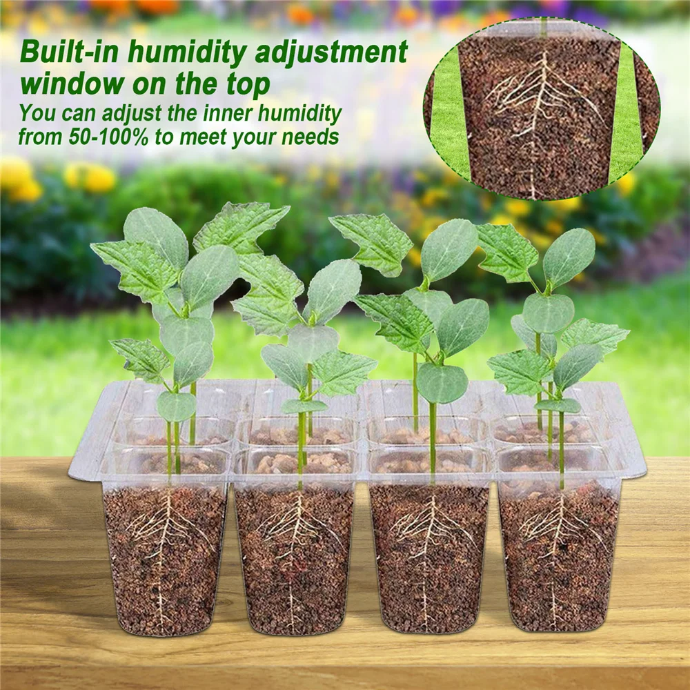 10/20PCS 12 Holes Nursery Pot Garden Reusable Transparent Plastic Seedling Starter Growth Germination Tray For Home Garden Tools