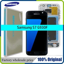 Высокое качество,, 5,1 '', ЖК-дисплей для SAMSUNG Galaxy S7, G930, G930F, кодирующий преобразователь сенсорного экрана в сборе с рамкой