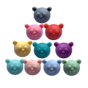 

100pcs Silicone Bear teeth loose beads animal Teether DIY -baby chew teething beads Food Grade Nursing Chewing bear toys