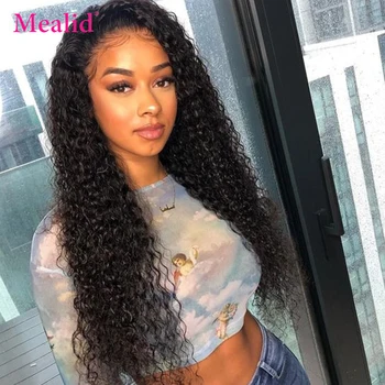 

Mealid Brazilian 13x4/13x6 Afro Kinky Curly Human Hair Wigs Remy 150% Deep Part Pre-Plucked With Baby Hair Natural Hairline Wig