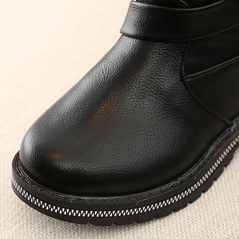 Новая водонепроницаемая обувь с заклепками детские осенние черные ботинки детская зимняя обувь г. Высокие зимние сапоги для девочек 4, 5, 6, 7, 8, 9, 10, 11, 12 лет