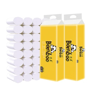 

Free Shipping 10 Rolls Of Toilet Paper Toilet Tissue 4-Ply Native Wood Pulp Roll Paper Suitable For Home Cafes Office Restaurant