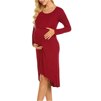 

Pregnant Woman Nurse Maternity Dresses Pregnant Clothes Long Sleeve Casual Breastfeeding Clothes Feeding Nursing Pregnancy Dress