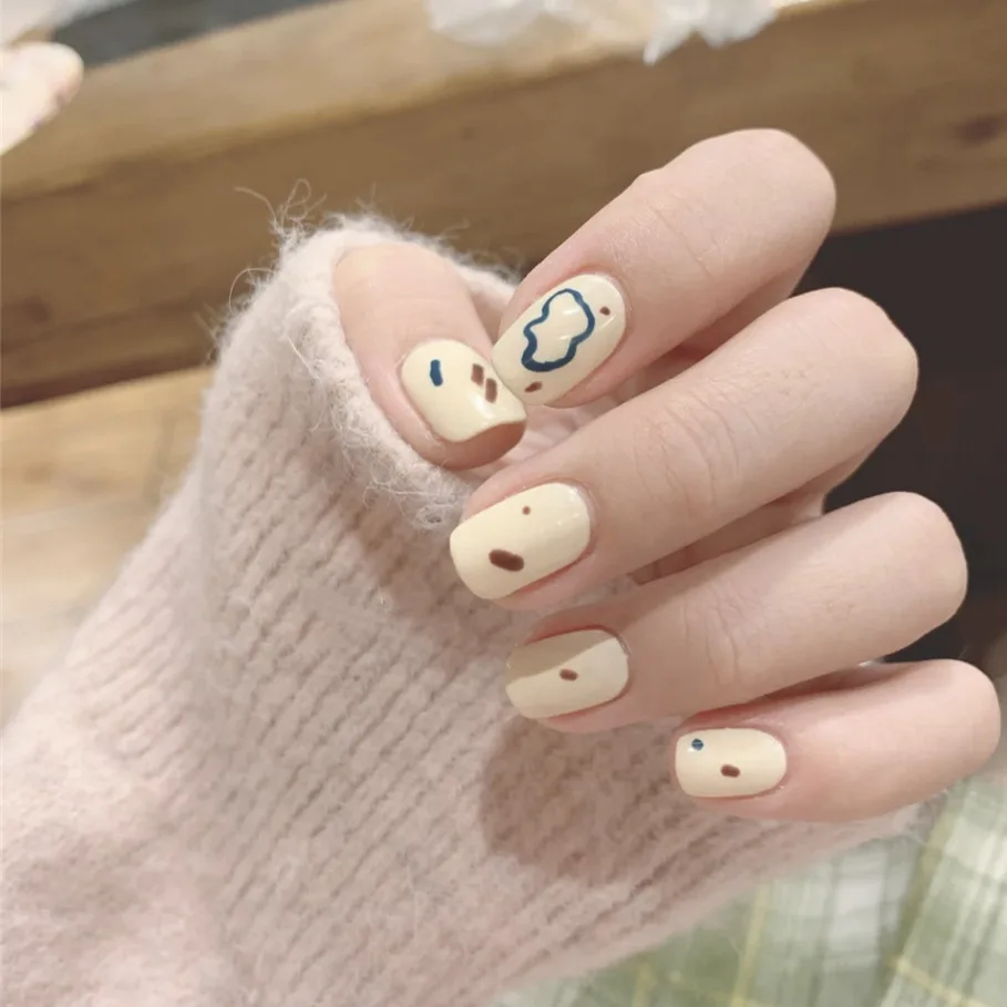 

Pudding Graffiti Fake Nails Wearing Nail Stickers Finished Nail Stickers Nail Girls Nail Art Press on Fake Nails BY34
