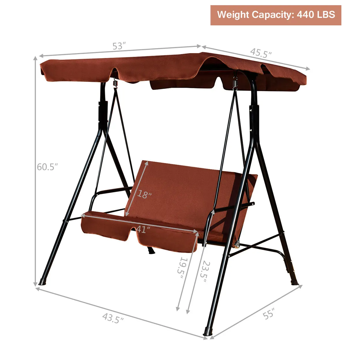 Costway Loveseat патио качели с тентом Glider гамак мягкая стальная рама открытый кофе