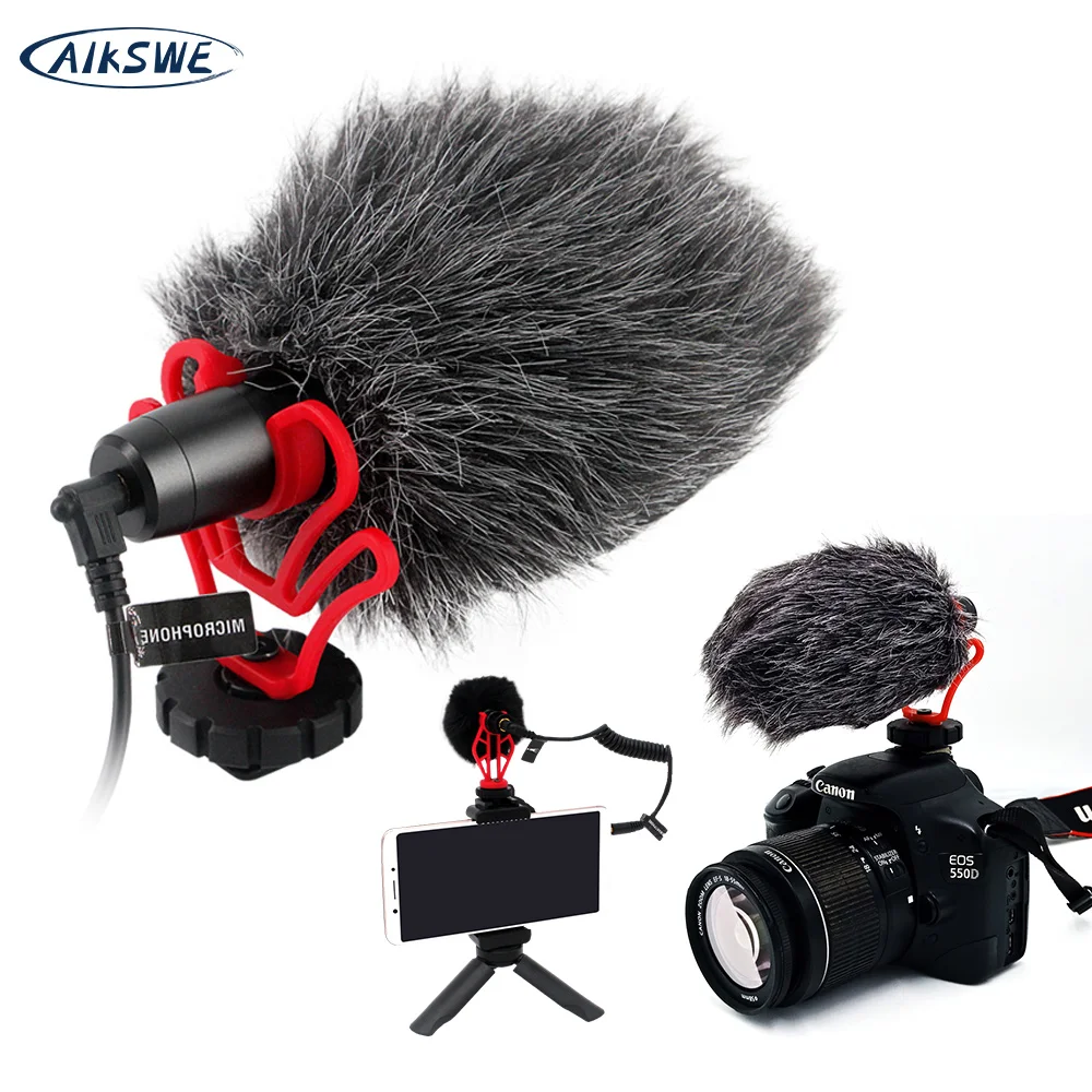 Микрофон AIKSWE мини-портативный телефон запись видео 3 5 мм DSLR камера и Youtube vlog Mic для