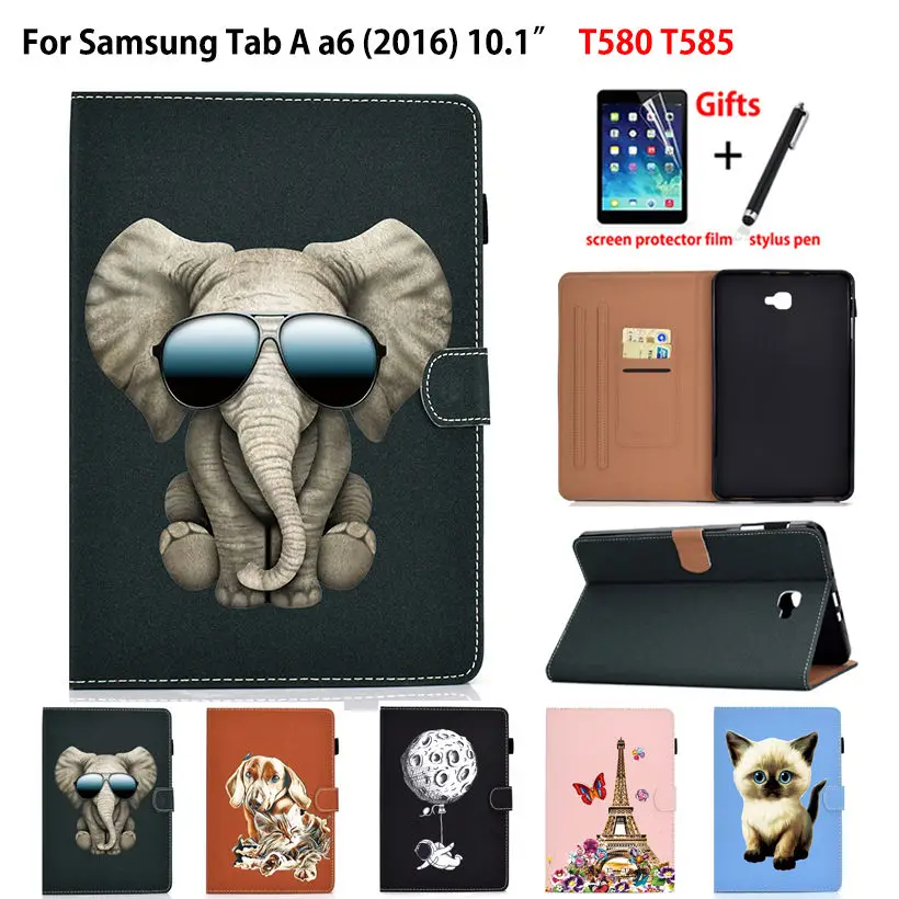 SM-T580 чехол для Samsung Galaxy Tab A a6 10," T580 T585 T587 Smart Cover Funda модный флип-чехол с принтом слона+ подарок