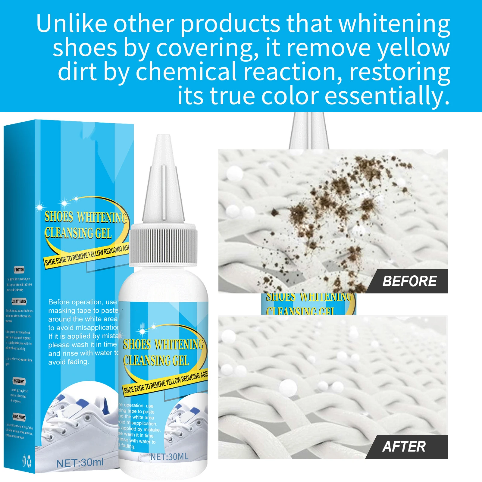 Laundry Stain Remover Shoes Whitening Cleansing Gel Shoe Fast Acting Cleaner Foaming Stain Remover for Shoes Laundry Bleach Home Garden Cleaning