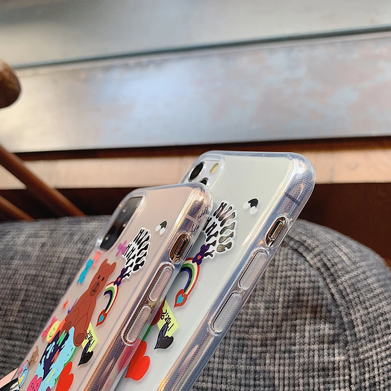 INS стиль мультфильм полный медведь прозрачные чехлы для iPhone 11Pro Max 6 6s 7 8 Plus X Xs Max Xr 11 Pro мягкий чехол Fundas Capa