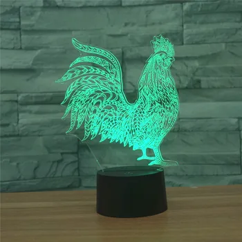 

Cock Model 3D LED Light Hologram Illusions 7 Colors Change Decor Lamp Best Night Light Gift for Home Deco 1108