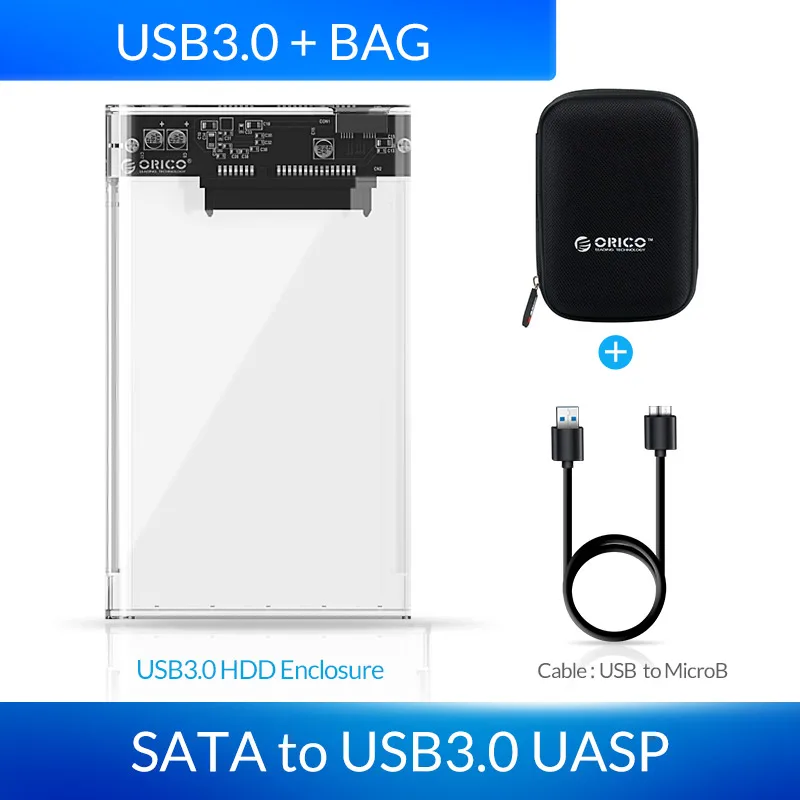 2139U3 Add Bag ORICO HDD чехол 2,5 дюймов прозрачный добавить металлические SATA USB 3,0 жесткий диск чехол инструмент 6 Гбит/с Поддержка 4 ТБ UASP чехол Hd коробка - Цвет: 2139U3 Add Bag