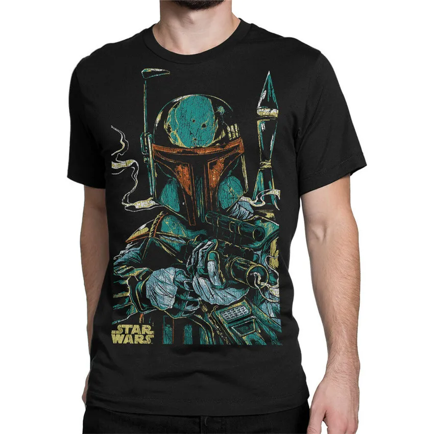 Boba Фетт художественная футболка мужская женская всех размеров в стиле хип-хоп |