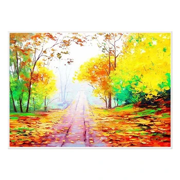 

Hand Painted landscape Oil Painting modern impressionistic oil painting fall road scenery painting on canvas autumn home decor