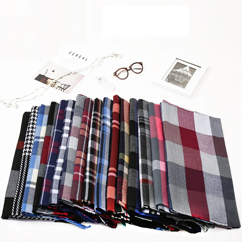 mens cotton scarf 2020 designer scarf for men warm winter neck scarfs Luxury brand plaid cashmere men's scarf  casual Male Bufandas Hombre mens infinity scarf