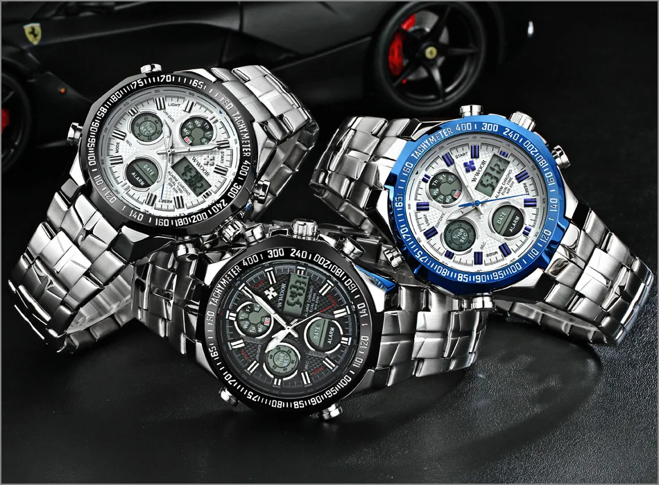 

Wwoor/WWOOR Athletic Men Watch Steel Band Night Light Non-Analog Watch MEN'S Watch