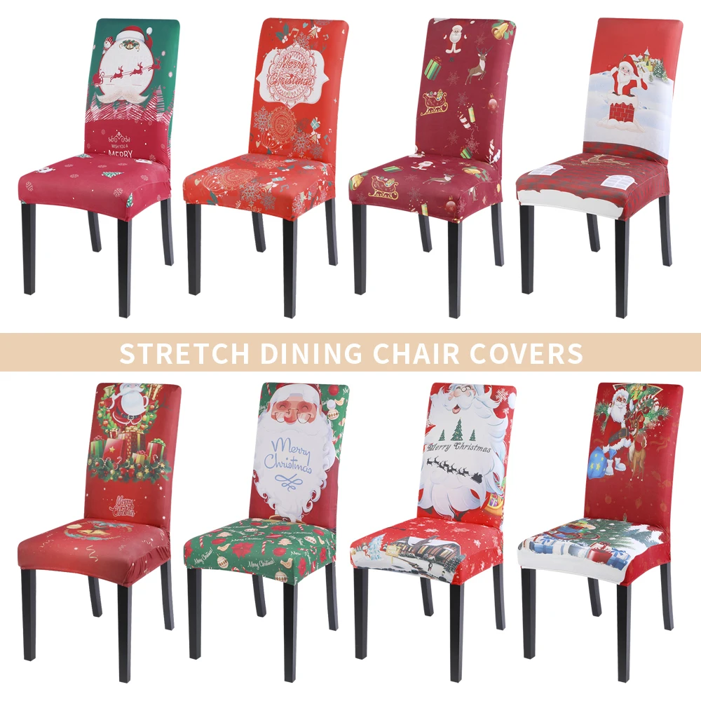 

1/2/4/6pcs Christmas Chair Cover Xmas Elastic Dining Room Seat Chair Covers Stretch Slipcovers For Christmas Banquet Party Decor