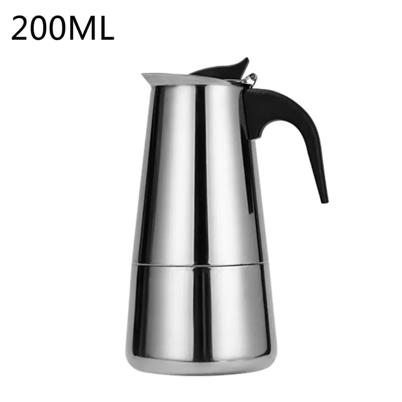 Чайник из нержавеющей стали, Кофеварка, чайник для заваривания, портативный чайник для эспрессо, Moka Pot Pro Barista Pot 100 мл/200 мл/300 мл/450 мл - Color: 200ML