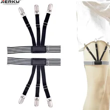 Cross Border Supply of Goods Men Elastic Adjustable Shirt Clip Black And White Stripes of a Support Three Gourd Buckle Style Cur