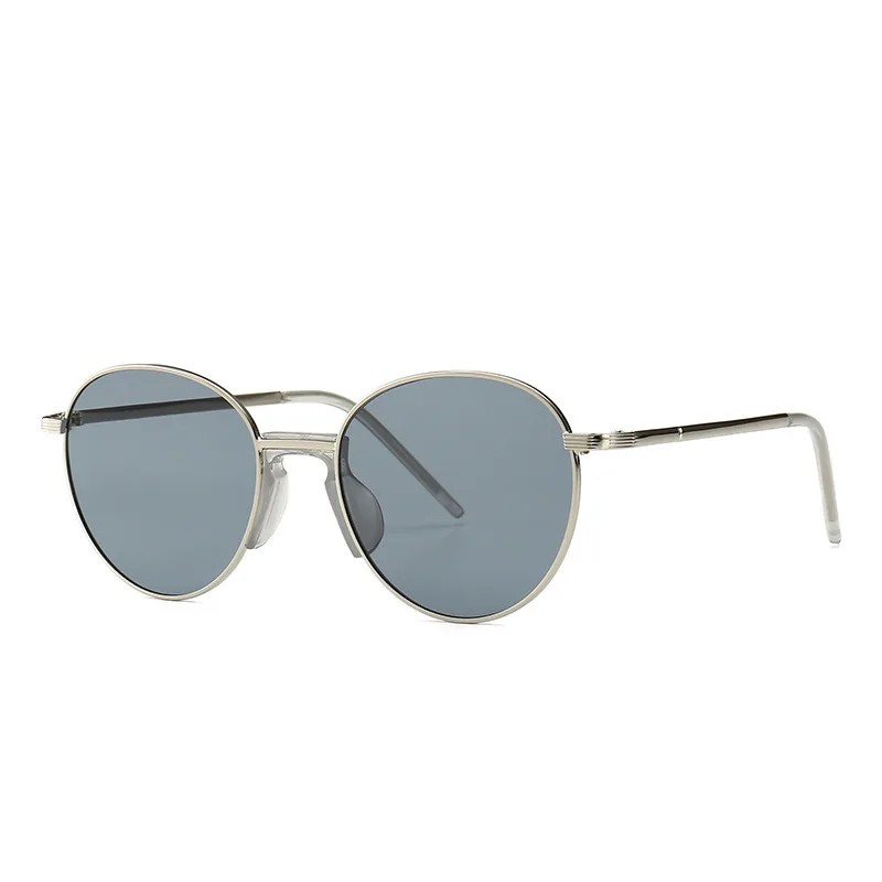 C7 Sliver Gray HBK круглые солнцезащитные очки в стиле стимпанк мужские ретро цветные солнечные очки женские полимерные винтажные брендовые модные унисекс UV400 ins пляжные солнцезащитные очки - Цвет линз: C7 Sliver Gray