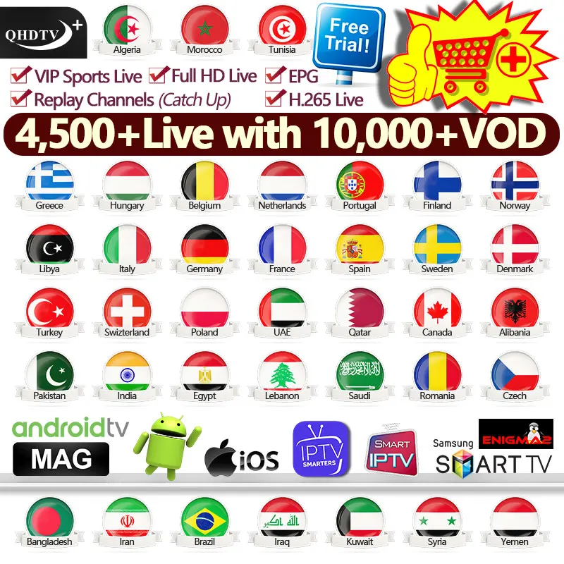 

QHDTV Plus IPTV France Arabic IPTV Subscription Code for M3u Android Enigma2 MAG 24h Free Test IPTV Spain Germany Netherlands