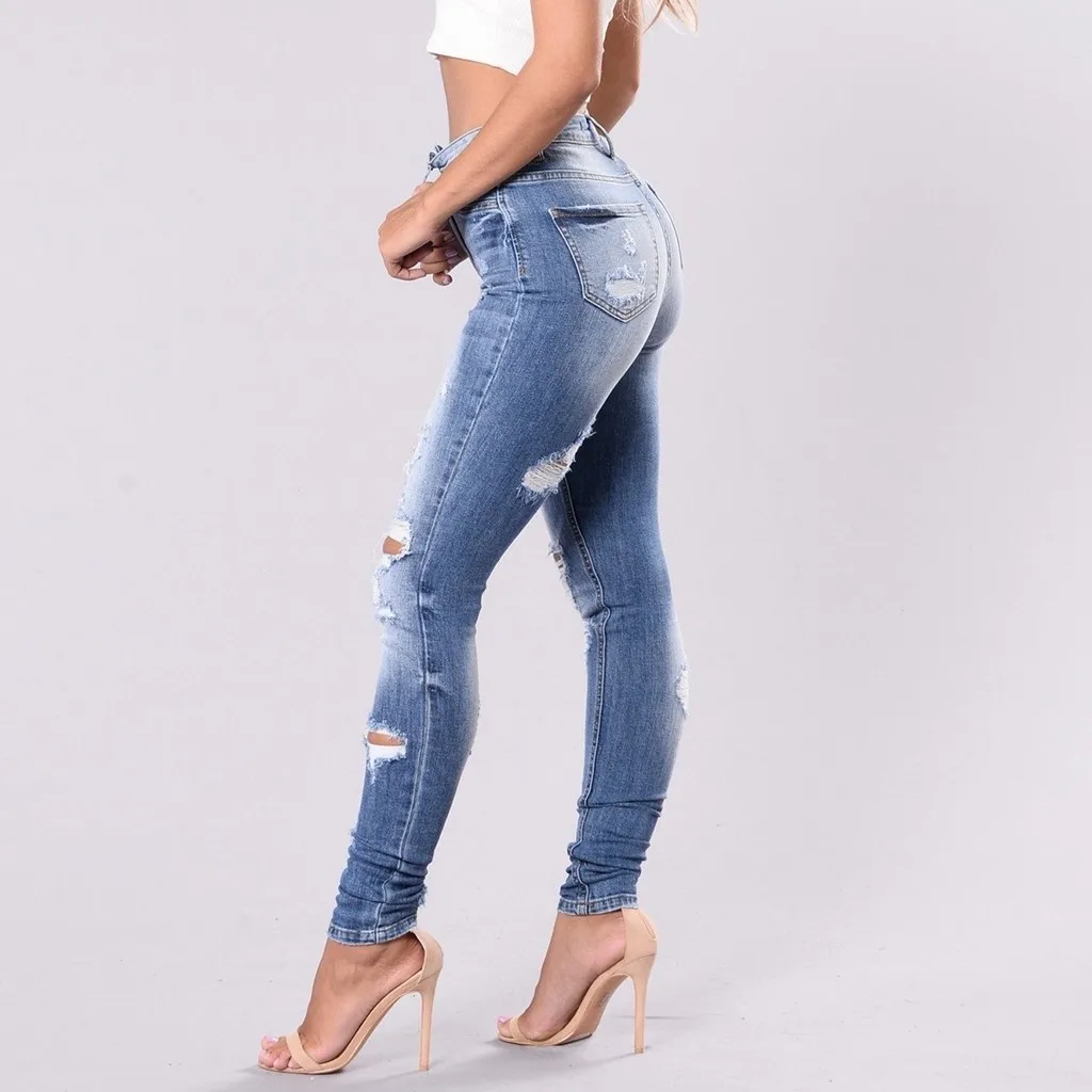 Модные джинсы женские рваные отбеленные джинсы с высокой талией брюки штаны клеш джинсы Z4
