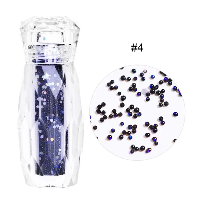 1 коробка прозрачная бутылка 3D Бисер для ногтей смешанные узоры черный синий Звезда Форма Стразы для дизайна ногтей украшения DIY аксессуары - Цвет: Color-4