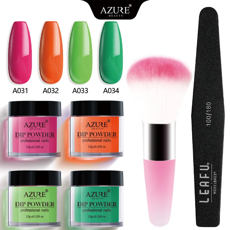 Azure beauty, 6 шт./лот, блестящая пудра для ногтей, набор, натуральная сухая голографическая система Dip, пудра, пигмент, пудра для ногтей, набор кистей - Цвет: 7