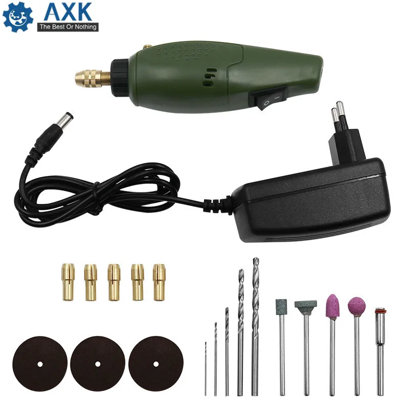 AXK Super Mini Electric Grinding Set 12V DC Drill Grinder Tool for Milling Polishing Drilling Cutting Engraving DT295