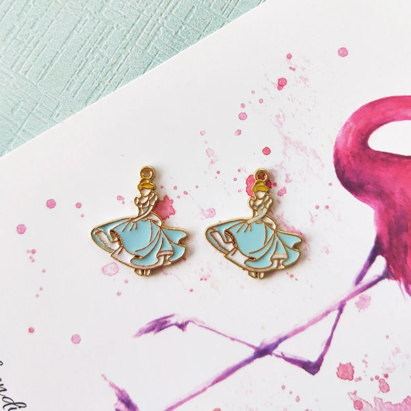 

10pcs Girl Princess Alloy Enamel Charms Pendant Drop Oil Maid Charm Necklace Earrings Making Dangle Jewelry DIY Materials FX148