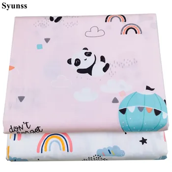 

Syunss Pink Panda Rainbow Printed Cotton Fabric for Diy Patchwork Quilting Baby Cribs The Cloth Cushions Blanket Sewing Tissus