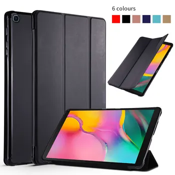 

Tablet Case For Samsung Galaxy Tab A 10.1" 2019 Leather Smart Sleep Wake Funda Trifold Stand Solid Cover For SM-T510 SM-T515