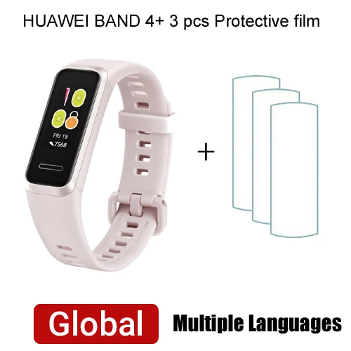 EN Pink add Film Huawei Band 4 смарт-браслет несколько языков трекер Смарт-часы монитор сердечного ритма Здоровье новые часы лица USB разъем зарядка - Цвет: EN Pink add Film
